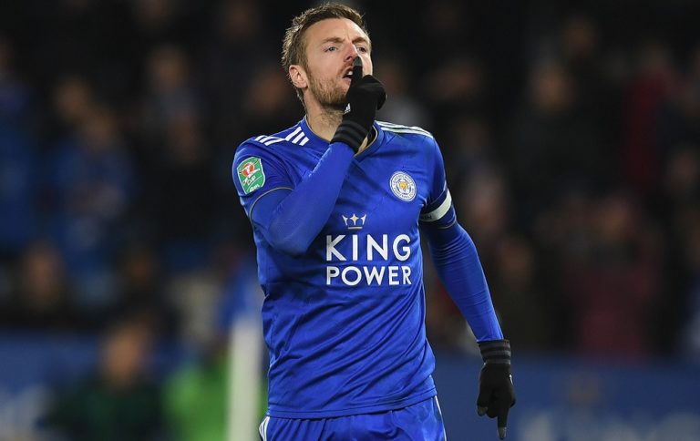 Jamie Vardy celebrates