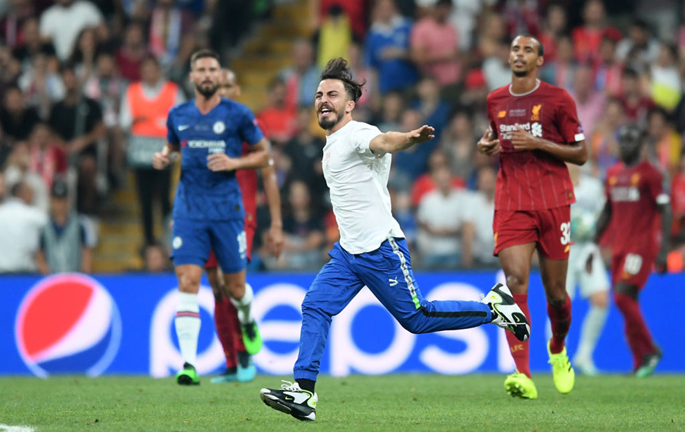 pitch invader Liverpool Chelsea