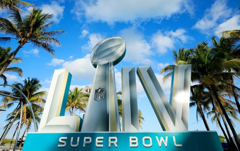 MIAMI BEACH, FLORIDA - JANUARY 25: Signage is displayed near the FOX Sports South Beach studio compound prior to Super Bowl LIV on January 25, 2020 in Miami Beach, Florida. The San Francisco 49ers will face the Kansas City Chiefs in the 54th playing of the Super Bowl, Sunday February 2nd. (Photo by Cliff Hawkins/Getty Images)