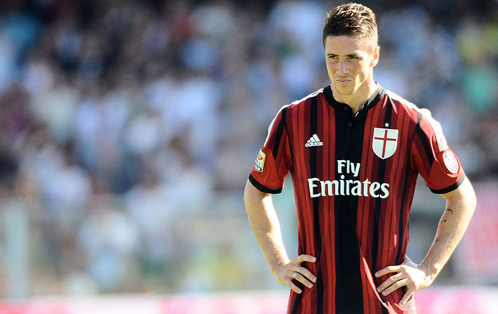 CESENA, ITALY - SEPTEMBER 28: Fernando Torres # 9 of AC Milan looks on during the Serie A match between AC Cesena and AC Milan at Dino Manuzzi Stadium on September 28, 2014 in Cesena, Italy. (Photo by Mario Carlini / Iguana Press/Getty Images)