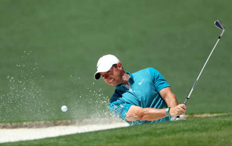 Rory McIlroy in action at Augusta in the US Masters