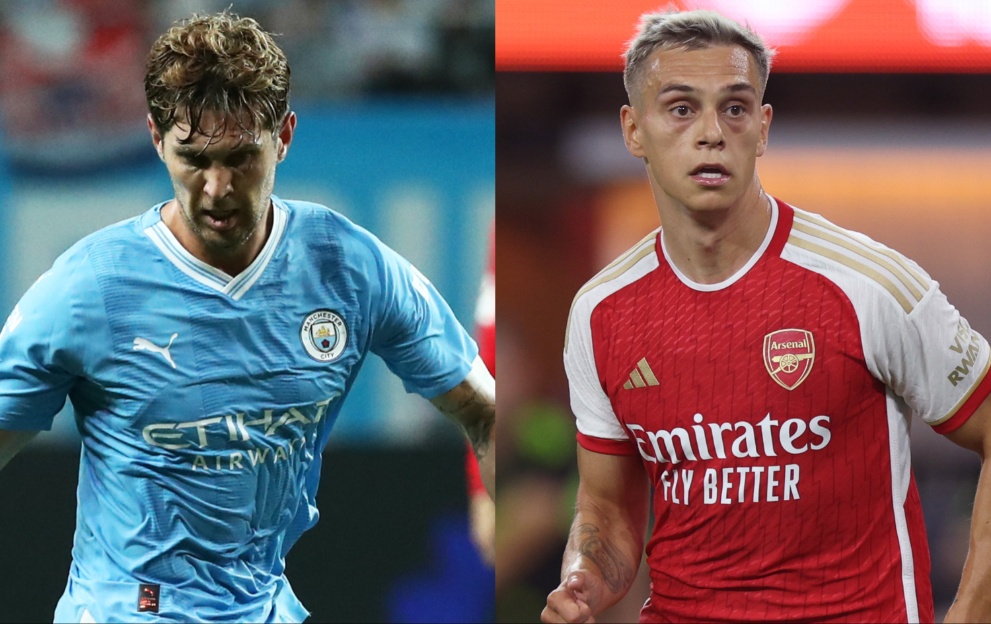 Man City's John Stones and Arsenal's Leandro Trossard