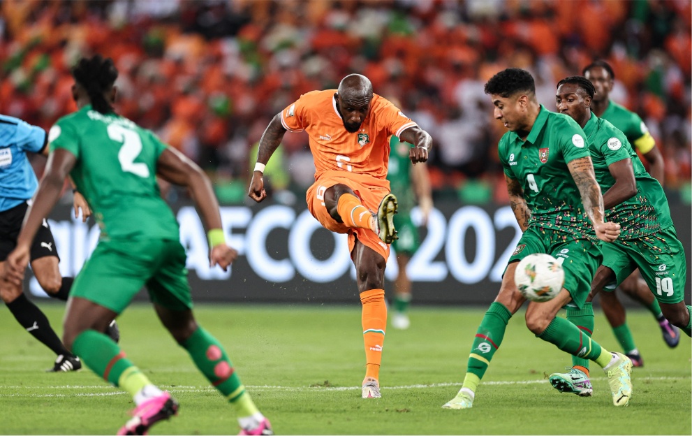 Seko Fofana scores a goal for Ivory Coast against Guinea-Bissau at AFCON 2024