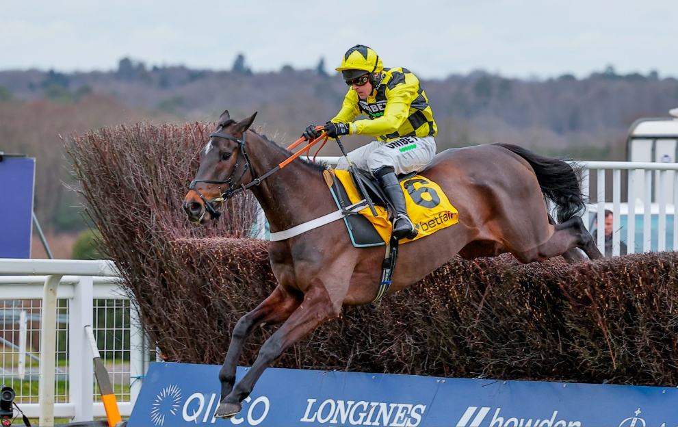 Shishkin jumping a fence en route to victory in the Ascot Chase 2023