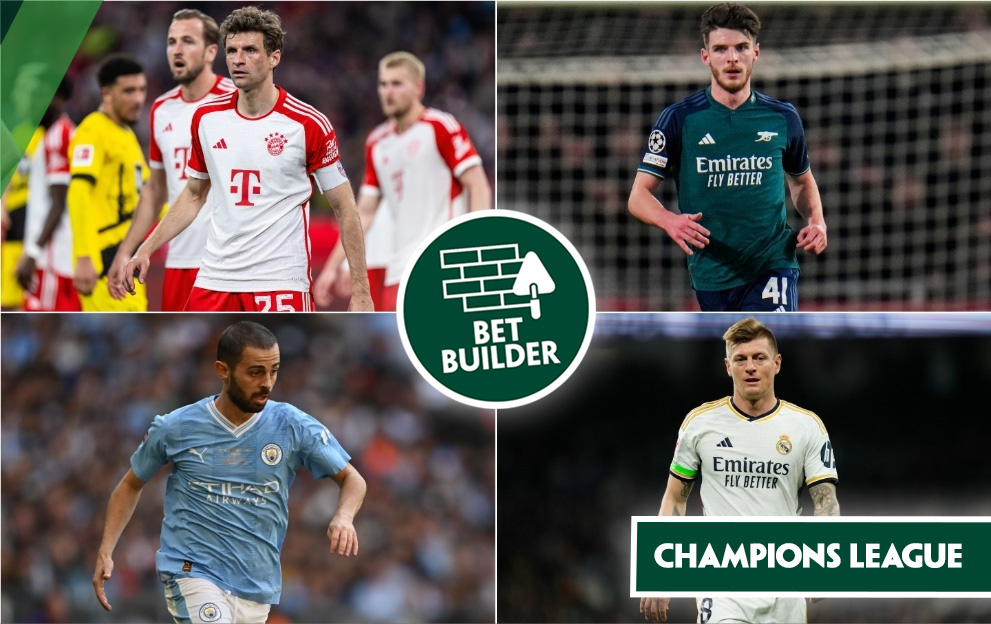 Wednesday's Champions league bet builder, bayern munich v arsenal, man city v real madrid, 17th april 2024