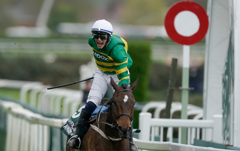 I Am Maximus jockey Paul Townend celebrates winning the Grand National