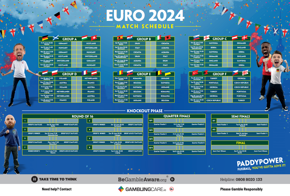 Euro 2024 Wallchart Get your Paddy Power fixture guide here!