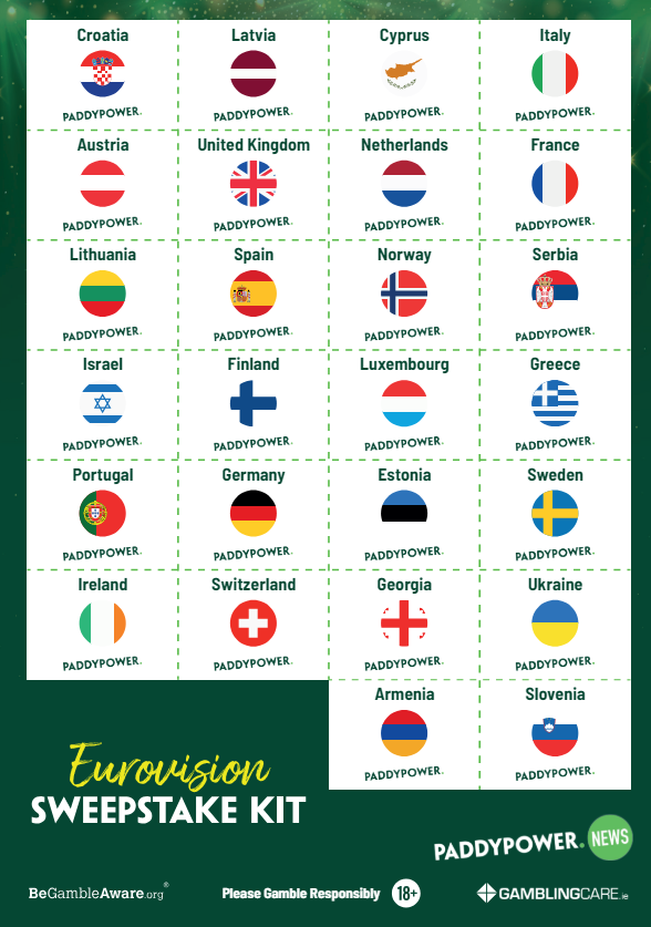 Eurovision 2024 sweepstake kit