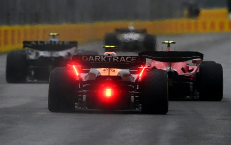 The back of a McLaren F1 car in the Canadian Grand Prix