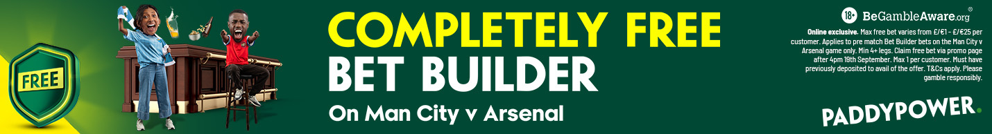 Paddy Power's Man City Arsenal Free Bet Builder offer