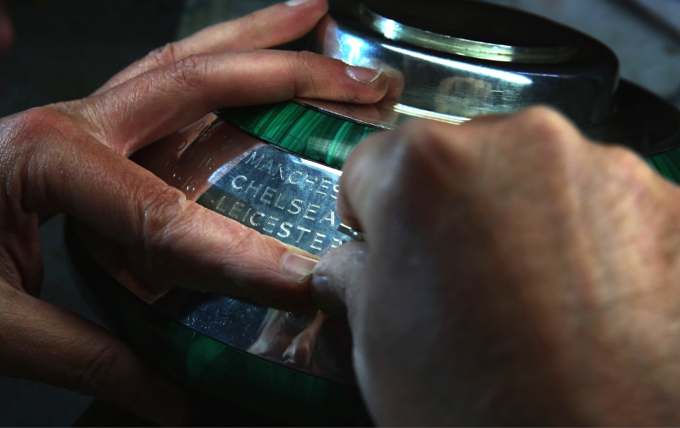 Premier League trophy engraving