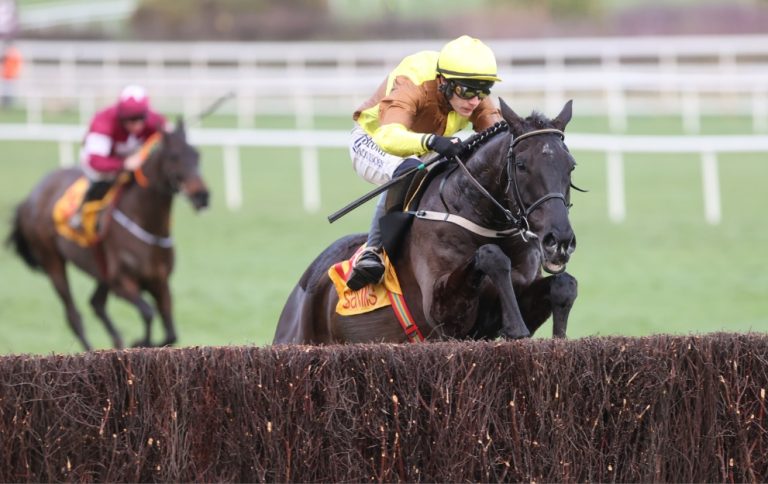 Galopin Des Champs jumps a fence en route to victory in the Savills Chase