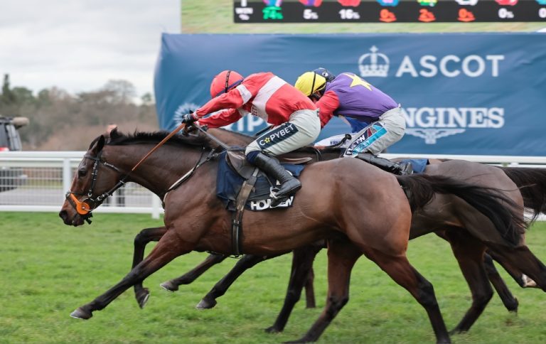 Crambo wins the Long Walk Hurdle at Ascot