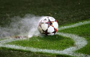 A picture of the Champions League ball in a corner quadrant