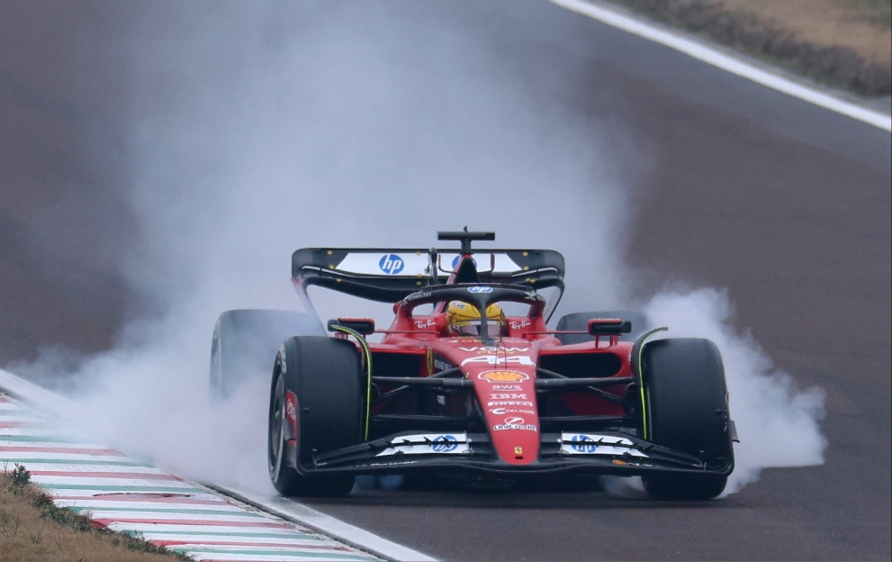 Lewis Hamilton driving a Ferrari Formula 1 car