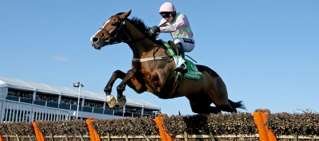 Faugheen ridden by Ruby Walsh wins the 2015 Champion Hurdle