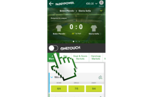 Paddy Power One Touch In-Play betting screenshot