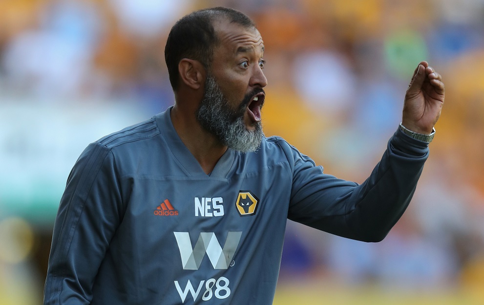 WOLVERHAMPTON, ENGLAND - AUGUST 04: Nuno Espirito Santo, the Wolverhampton Wanderers manager issues instructions during the pre-season friendly match between Wolverhampton Wanderers and Villareal at Molineux on August 4, 2018 in Wolverhampton, England. (Photo by David Rogers/Getty Images)