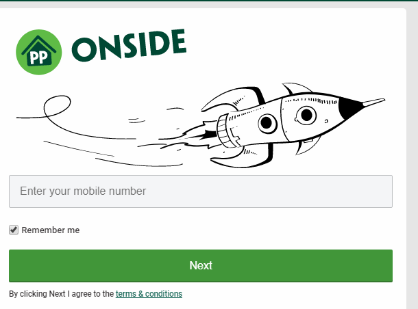 enter mobile number paddy power onside