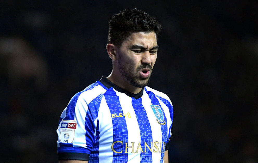 SHEFFIELD, ENGLAND - OCTOBER 22: Massimo Luongo of Sheffield Wednesday goes off injured during the Sky Bet Championship match between Sheffield Wednesday and Stoke City at Hillsborough Stadium on October 22, 2019 in Sheffield, England. (Photo by George Wood/Getty Images)