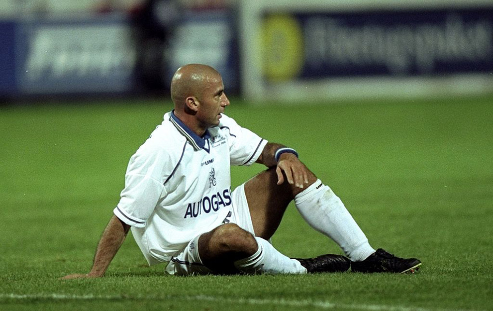 1 Oct 1998: Gianluca Vialli of Chelsea in action during the Euro Cup Winners Cup match against Helsingborgs played in Sweden. The match finished in a 0-0 draw. Mandatory Credit: Allsport UK /Allsport
