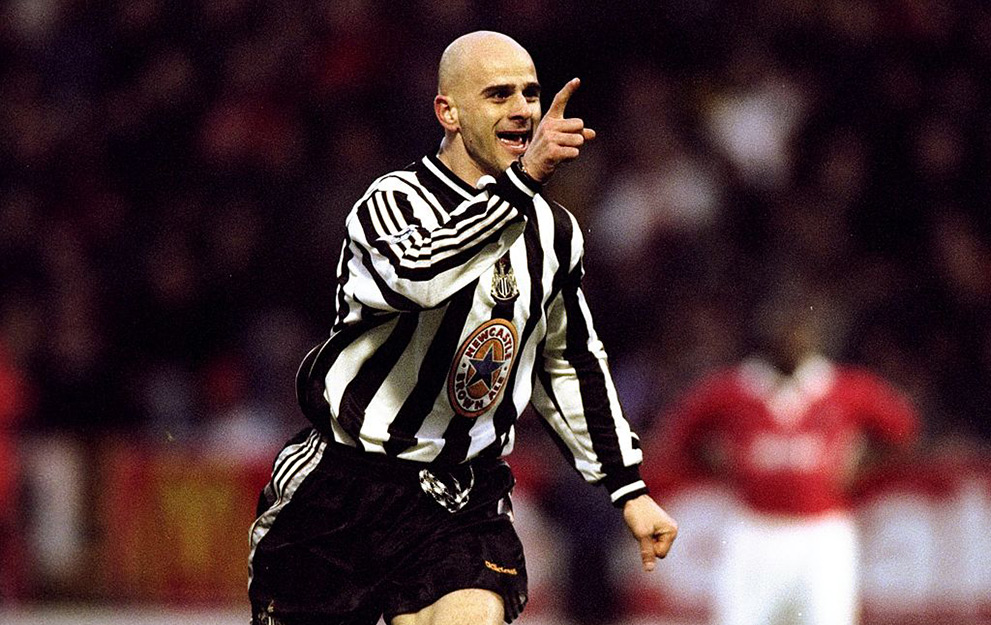 17 Jan 1999: Temuri Ketsbaia of Newcastle celebrates during the FA Carling Premiership match against Charlton at the Valley in Charlton, England. The game ended in a 0-0 draw. Mandatory Credit: Phil Cole /Allsport