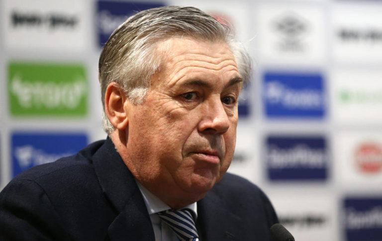 LIVERPOOL, ENGLAND - DECEMBER 23: Everton unveil new manager Carlo Ancelotti at Goodison Park on December 23, 2019 in Liverpool, England. (Photo by Jan Kruger/Getty Images)