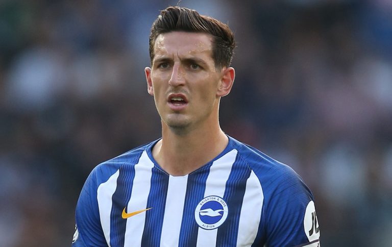 BRIGHTON, ENGLAND - AUGUST 02: Lewis Dunk of Brighton & Hove Albion during the Pre-Season Friendly match between Brighton & Hove Albion and Valencia at Amex Stadium on August 02, 2019 in Brighton, England. (Photo by Steve Bardens/Getty Images)