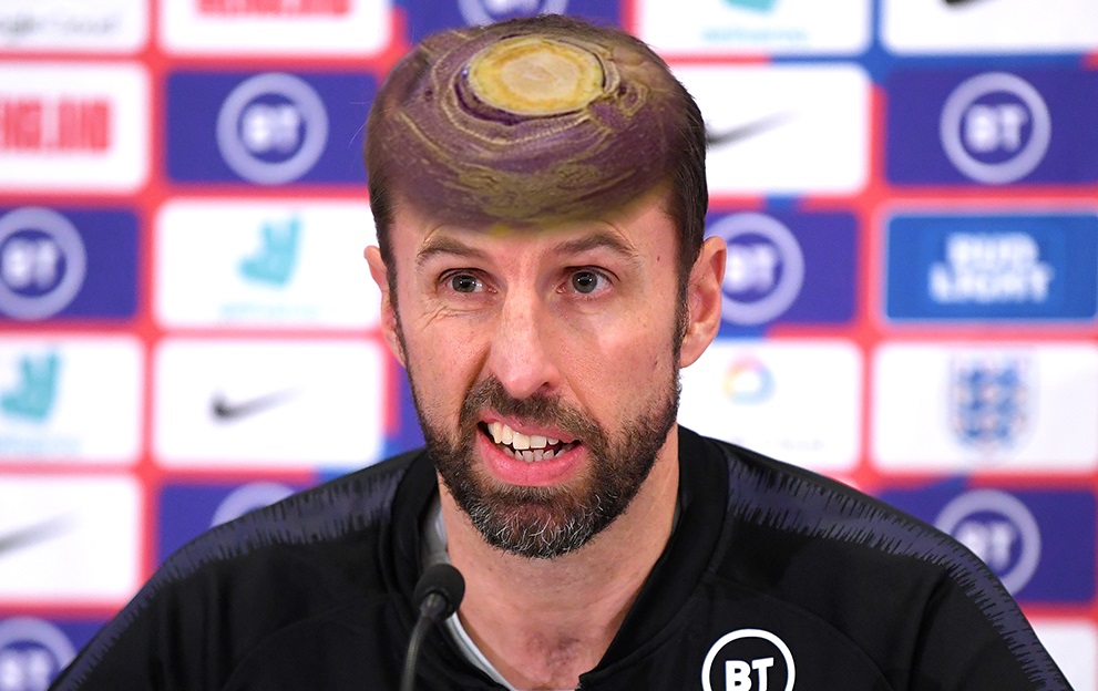 Southgate 'disappointed' at postponement of turnip on his head until 2021