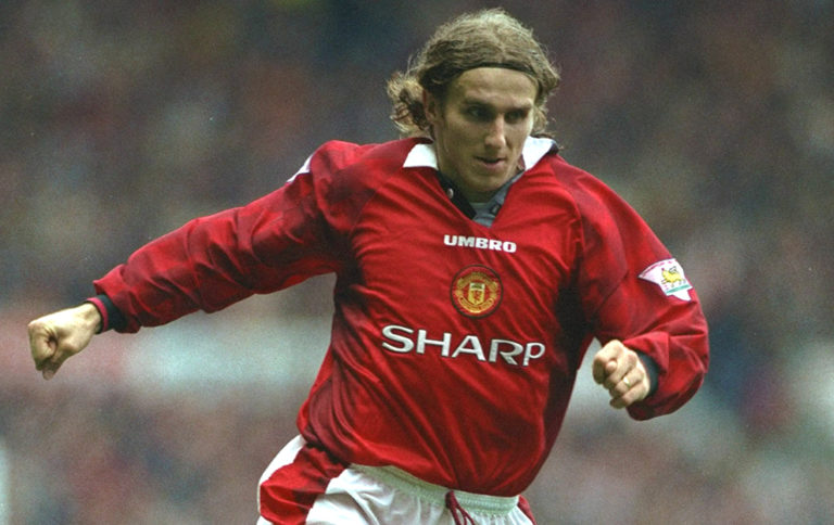 29 Sep 1996: Karel Poborsky of Manchester United in action during an FA Carling Premiership match against Tottenham Hotspur at Old Trafford in Manchester, England. Manchester United won the match 2-0. Mandatory Credit: Ben Radford/Allsport