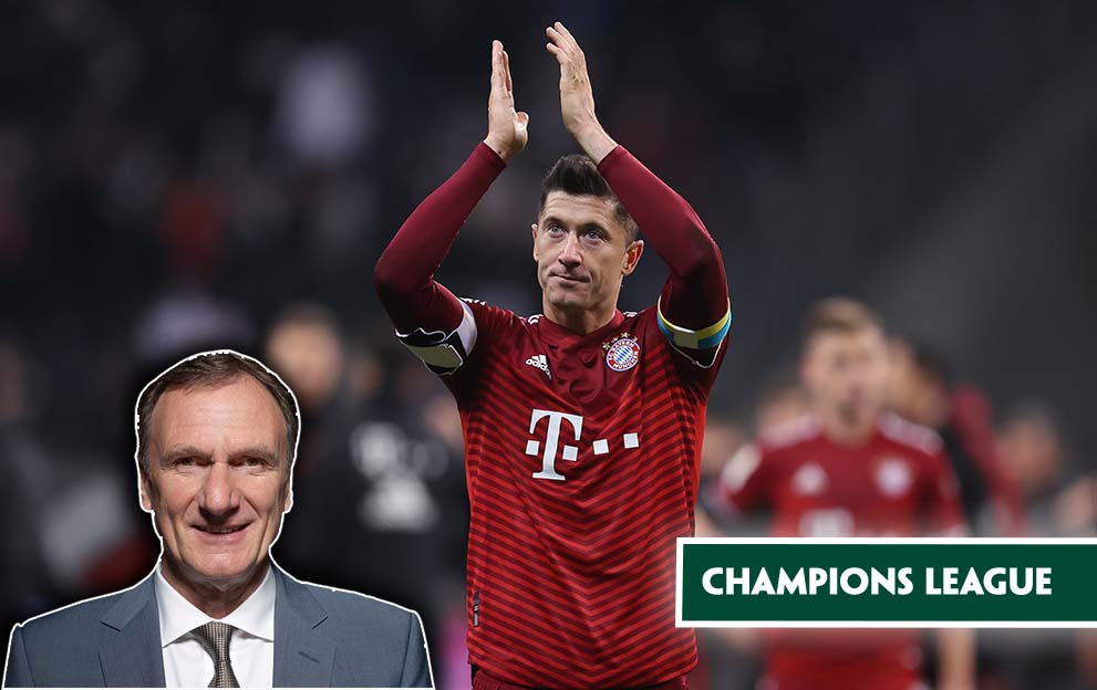 Robert Lewandowski applauds the Bayern Munich fans.