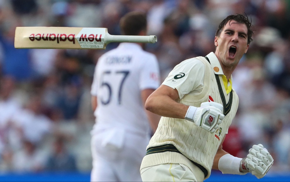 Australia captain Pat Cummins celebrates victory in the first Ashes test