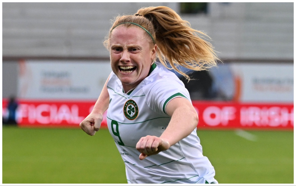 Ireland forward Amber Barrett celebrates scoring a goal