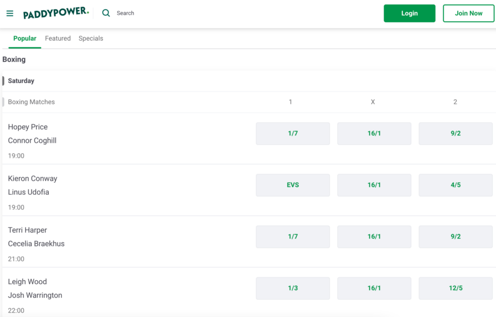 boxing betting at paddy power