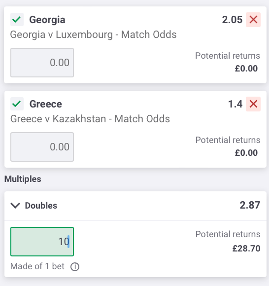 football double bet example